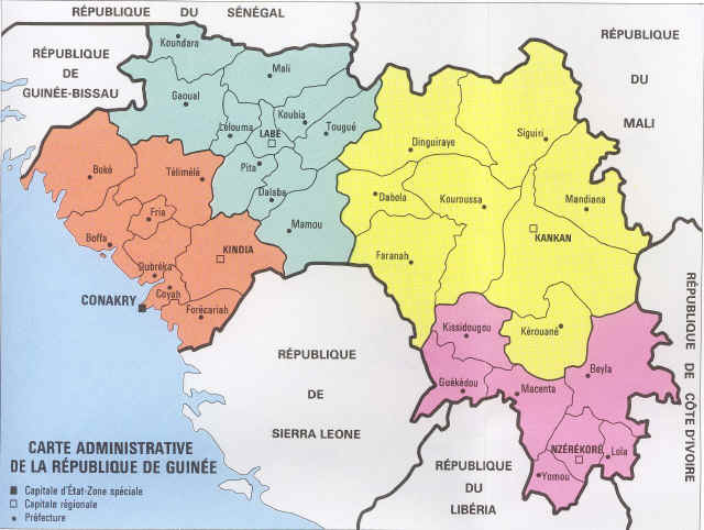 Carte administrative de la Guine